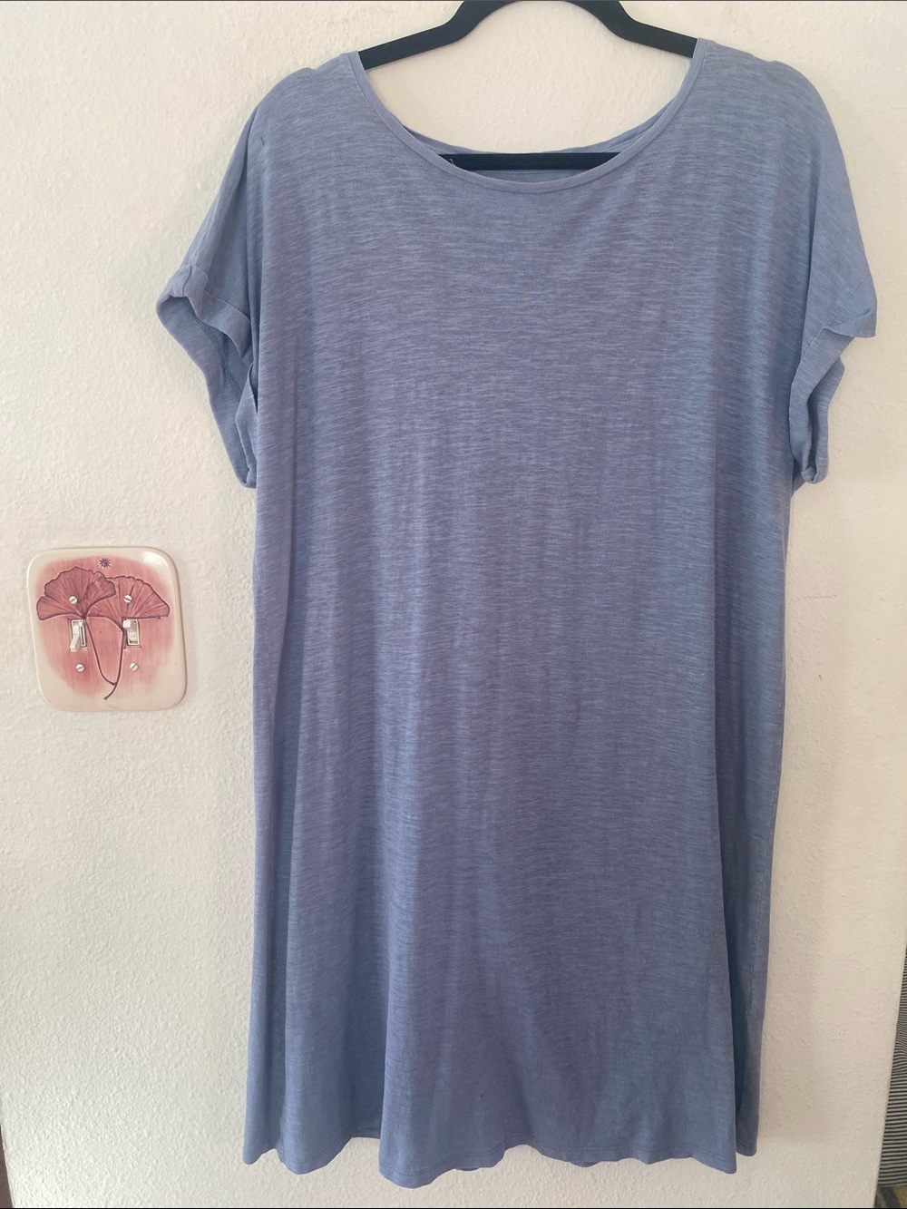Eileen fisher Casual Blue Short-Sleeve tshirt Dress organic cotton hemp blend